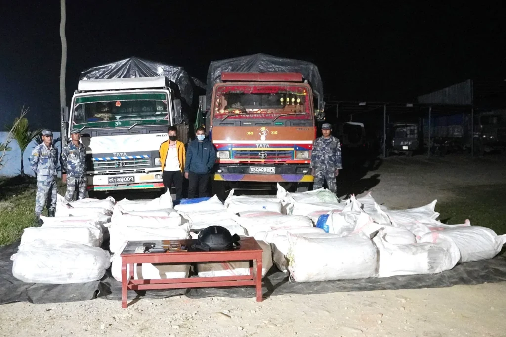 एक हजार ६ सय किलो गाँजासहित दुईजना पक्राउ