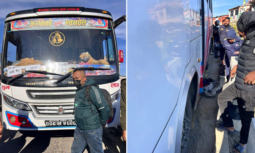 काभ्रेमा बस दुर्घटना: बसले ठक्कर दिँदा पैदल यात्रुको मृत्यु , सडक अवरुद्ध