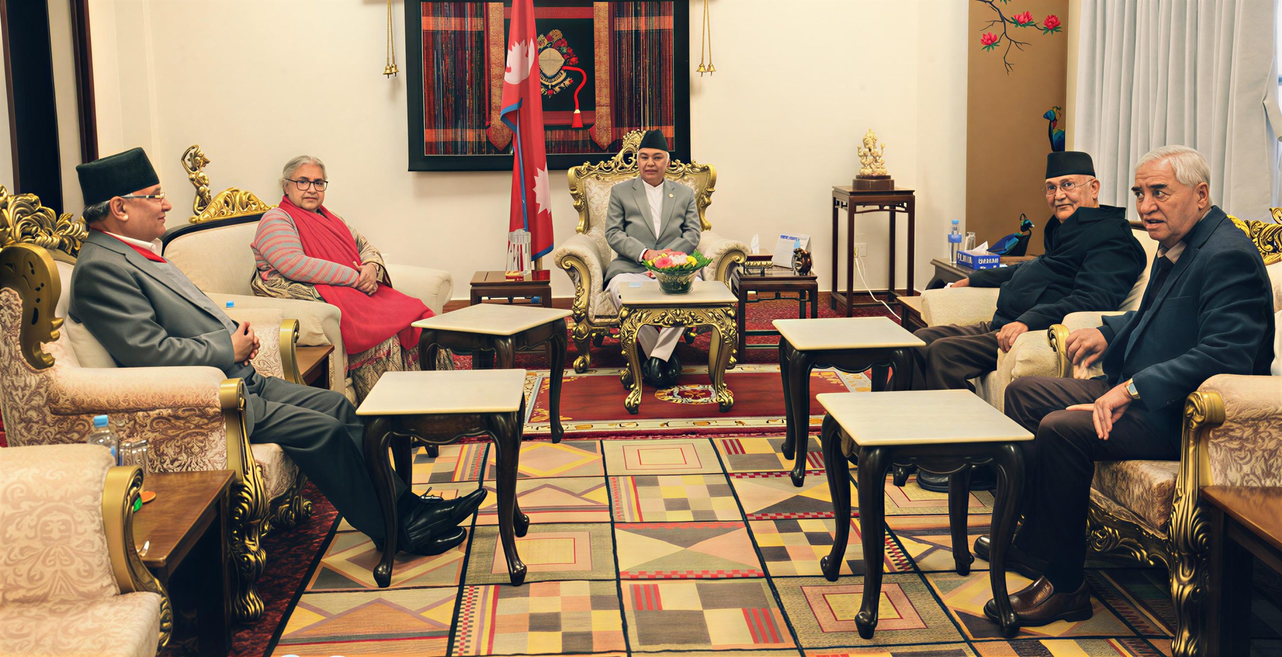 राष्ट्रपति निवासमा शीर्ष नेताहरूको संयुक्त भेट, आगामी निर्वाचन विषयमा छलफल