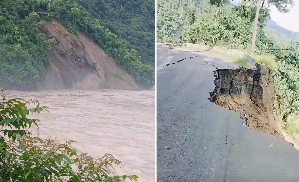 काठमाडौँदेखि धादिङसम्म पहिरो र बाढीले पृथ्वी राजमार्ग अवरुद्ध, यातायात सेवा प्रभावित