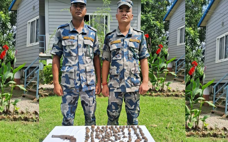 धनगढीमा सशस्त्र प्रहरीद्वारा एक किलो चरेस र पेस्तोल बरामद
